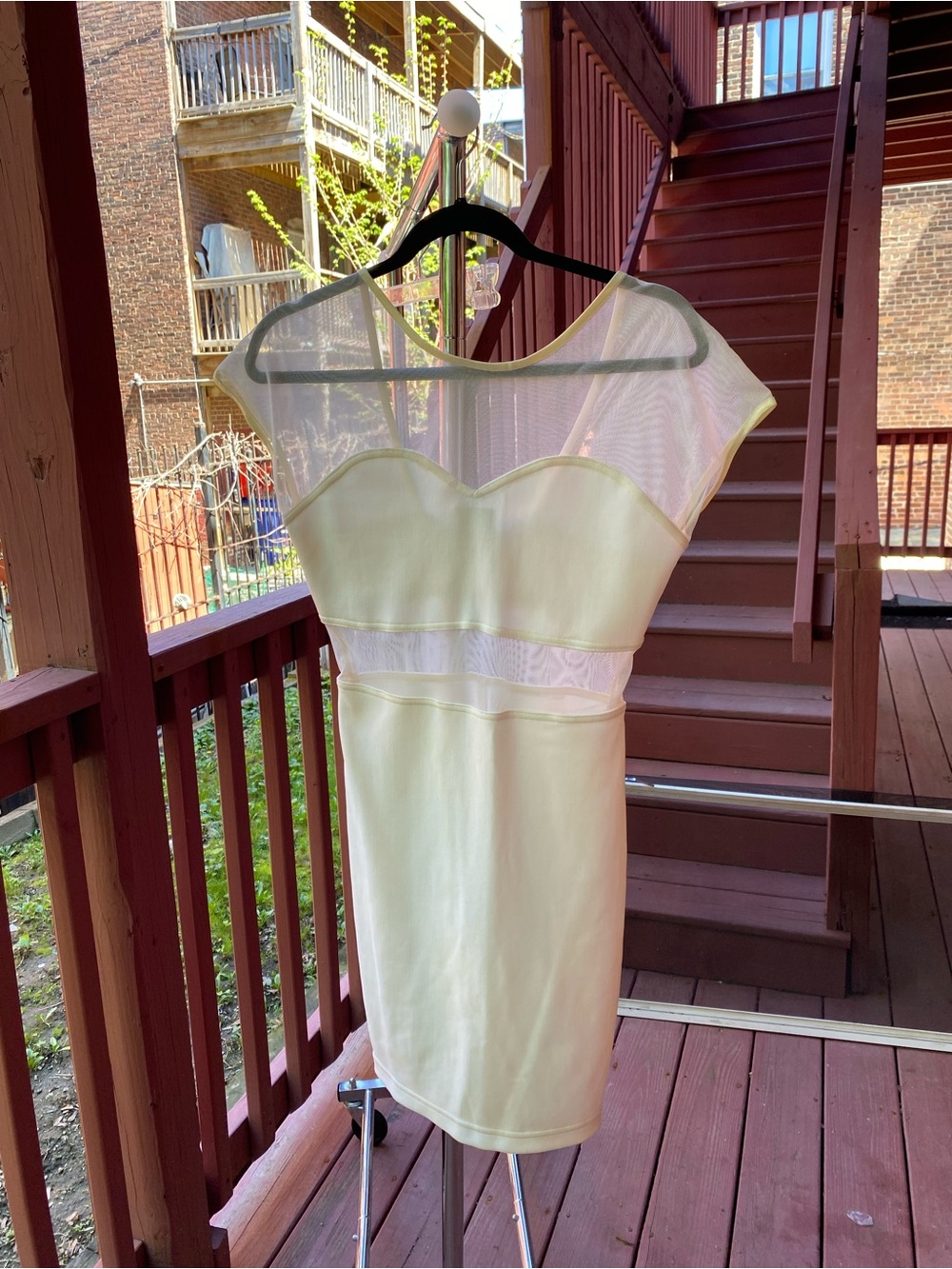 Ivory Sheer Midi Bodycon Dress